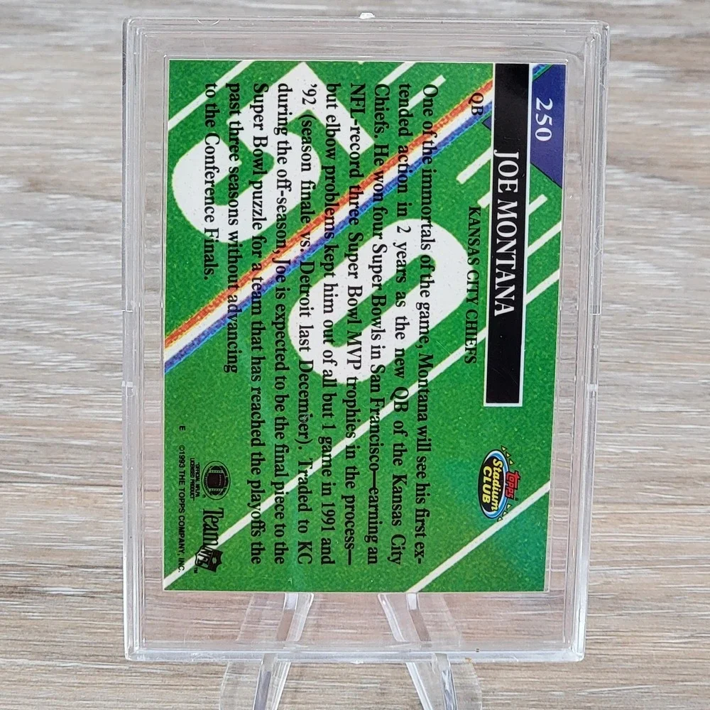 1993 Topps Stadium Club Joe Montana Signed Members Choice Kansas City Chiefs